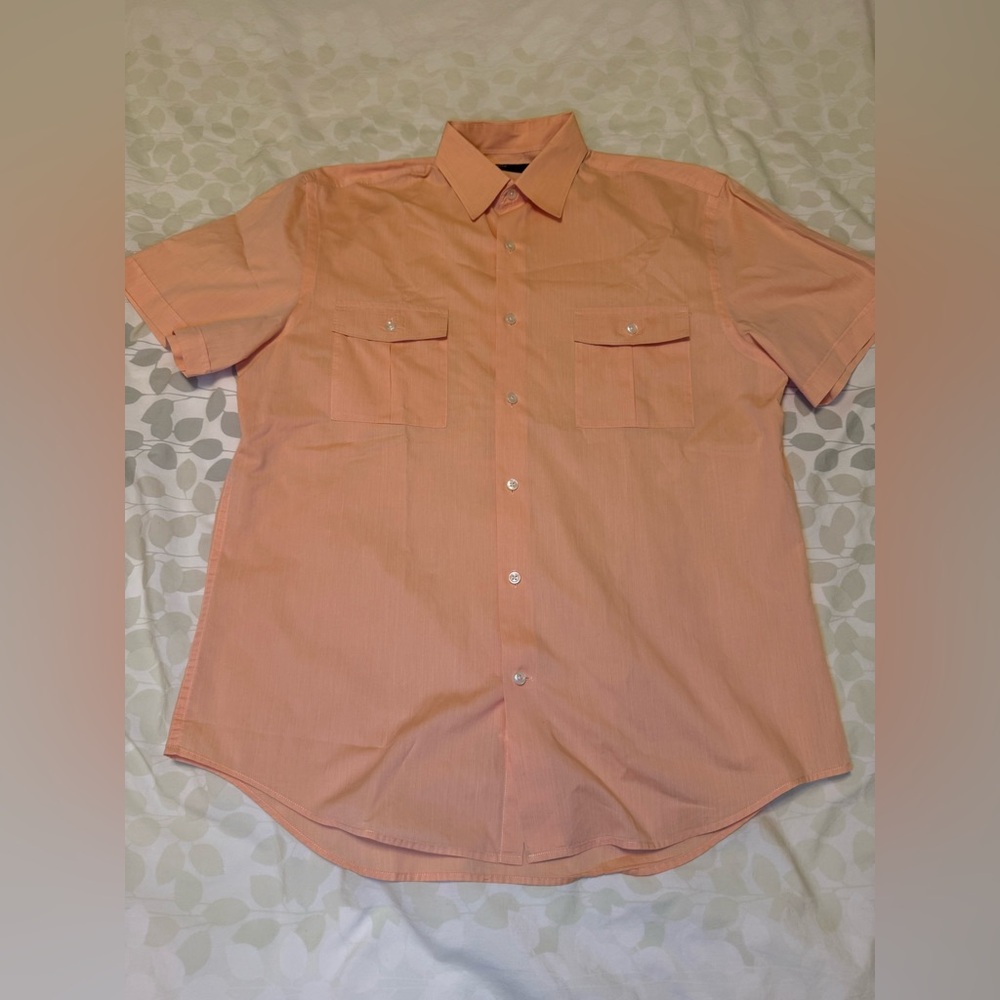 Perry Ellis Orange Casual Button Down Shirt